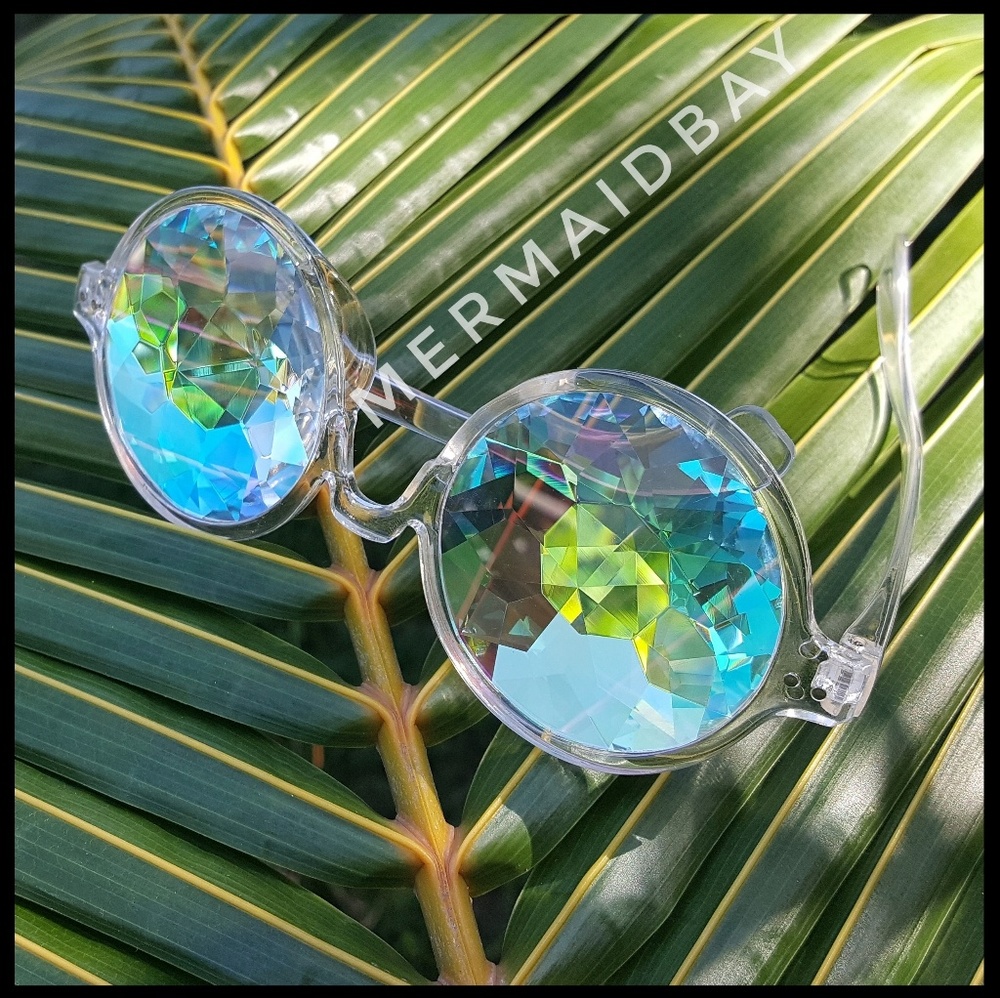 Clear Festival Sunglasses, rainbow kalaidoscope